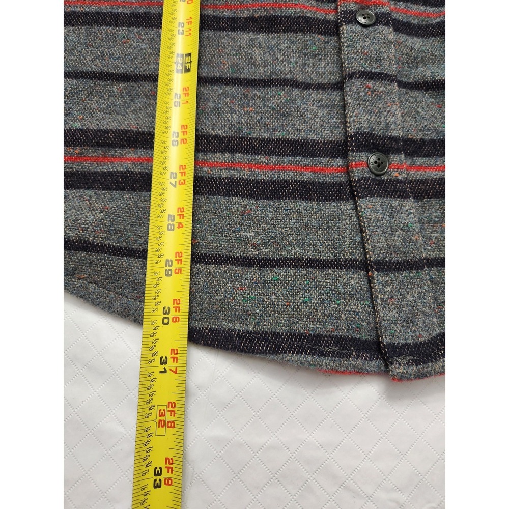 RVCA Shirt Mens Large Gray Stripe Wool Blend Flannel Long Sleeve Button Up - Picture 5 of 12